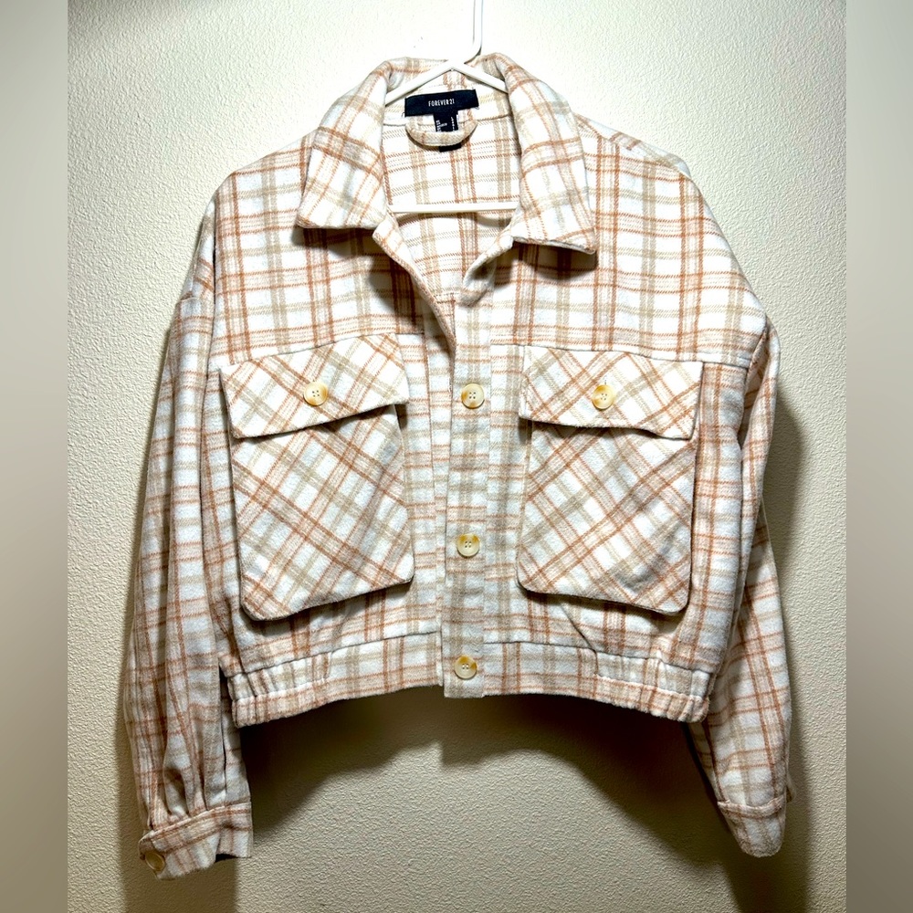 bomber jacket size large neutral plaid